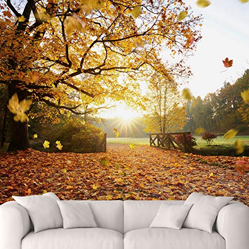 signwin Wall Mural Golden Forest and Leaves Removable Self-Adhesive Wallpaper Wall Decoration for Bedroom Living Room - 66x96 inches