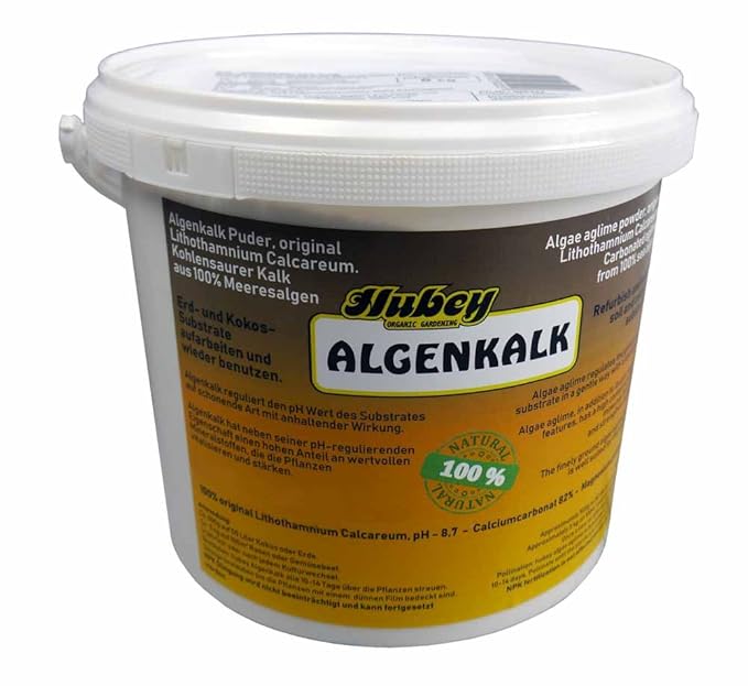 Hubey Algenkalk - 5kg Eimer - 100% Rotalge - fein vermahlen - Bodenverbesserer - für Biologische Pflanzenzucht - zur Pflanzen