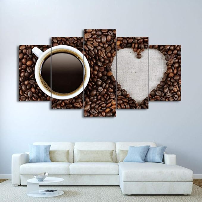 Juabc Pinturas En Lienzo Arte De La Pared 5 Piezas Amor Café Arte