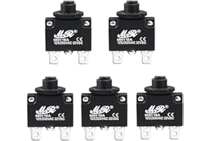 Bumbesti 5Pcs 32VDC,AC125-250V Thermal Overload Protector Push Button Reset Circuit Breakers 18A