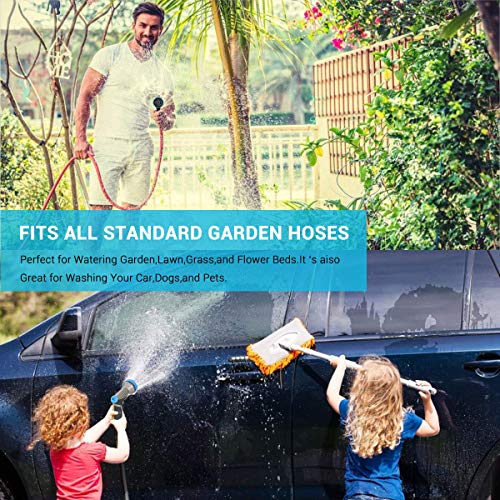 Dr. Prepare Garden Hose Nozzle, EForces Heavy-Duty Garden Hose Nozzle with 100% Metal Body, 9 Spray Patterns, and Flow Control Knob for Watering Plants, Cleaning, Car Wash, and Bathing Pets - Thumbnail 6