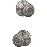 Schlage F10 GEO 619 Georgian Door Knob, Hall &amp; Closet Passage Lock, Satin Nickel