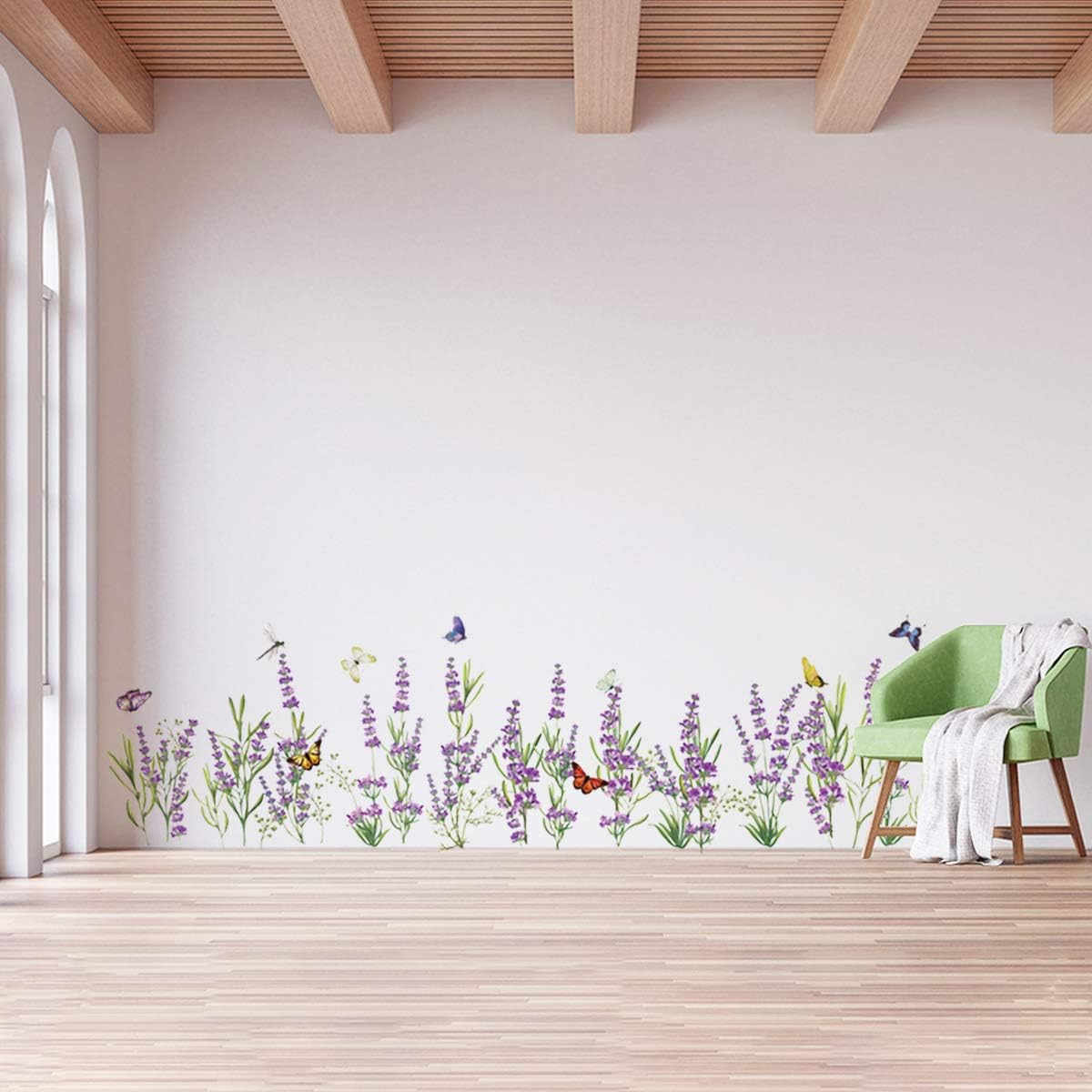 decalmile Lavender Flowers Wall Corner Decals Grass Baseboard Skirting Line Wall Stickers Living Room Bedroom Wall Art Decor - Image 3