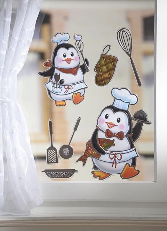 Fensterbild Fensterbilder Fenster-Bilder Pinguine Pinguine und