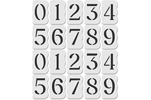 STENCIL STOP Curb Stencil Kit for Address Painting, All Numbers - 14 Mil Mylar Plastic [4" Tall Number Stencils for Painting on Wood, Wall, Fabric, Rock, 2 of Each] (Soft Serif Font + Curb Frame)