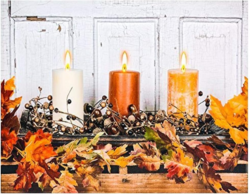 OSW 23.6 x 15.6 Fall 3 Candles Canvas Art LED Candles Light up Wall Decor