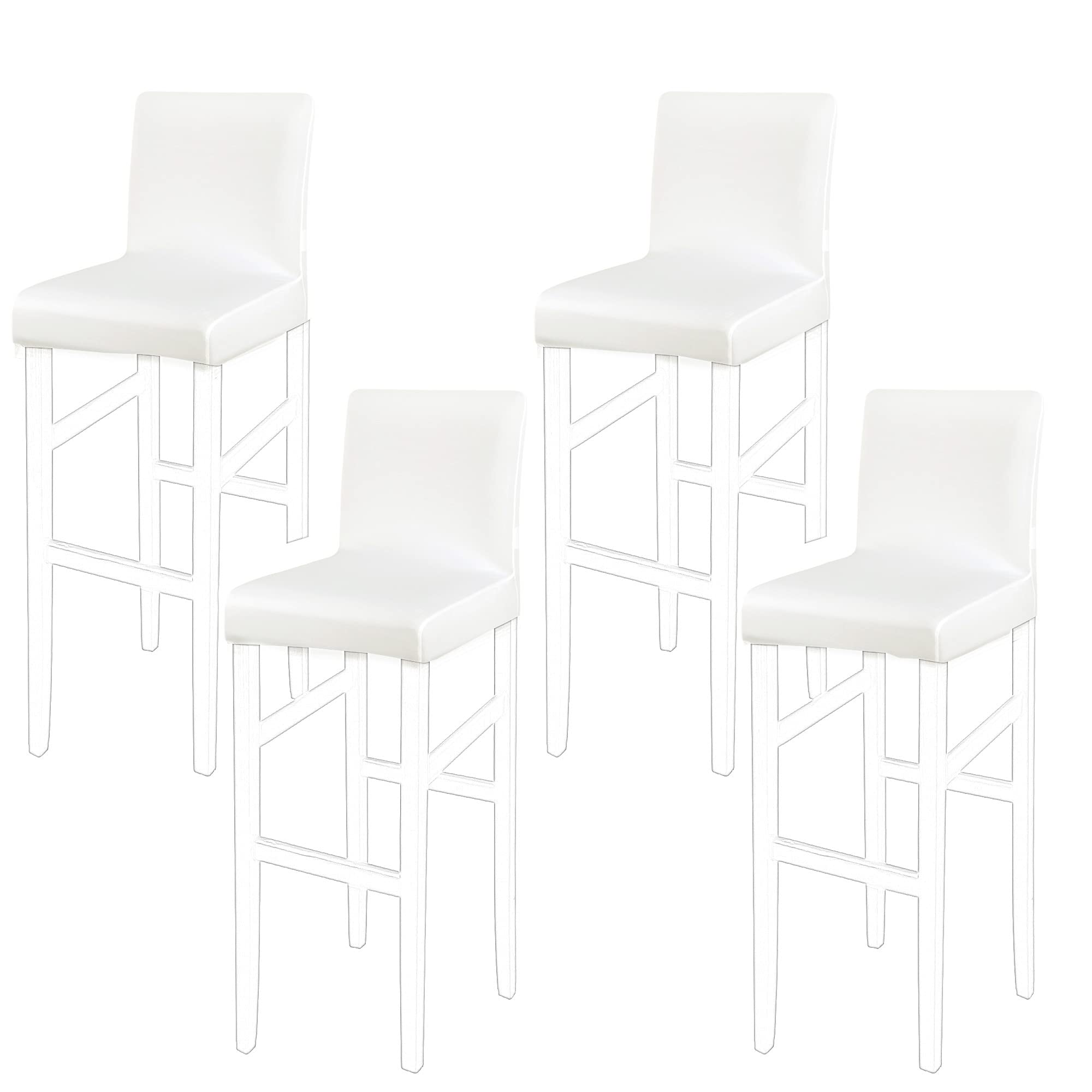 PiccoCasa Set of 4 Bar Stool Covers with Elastic Bottom, Stretch & Removable Dining Chair Covers for Pub Counter - Spandex Height Side Chair Covers Protector Slipcovers Snow White