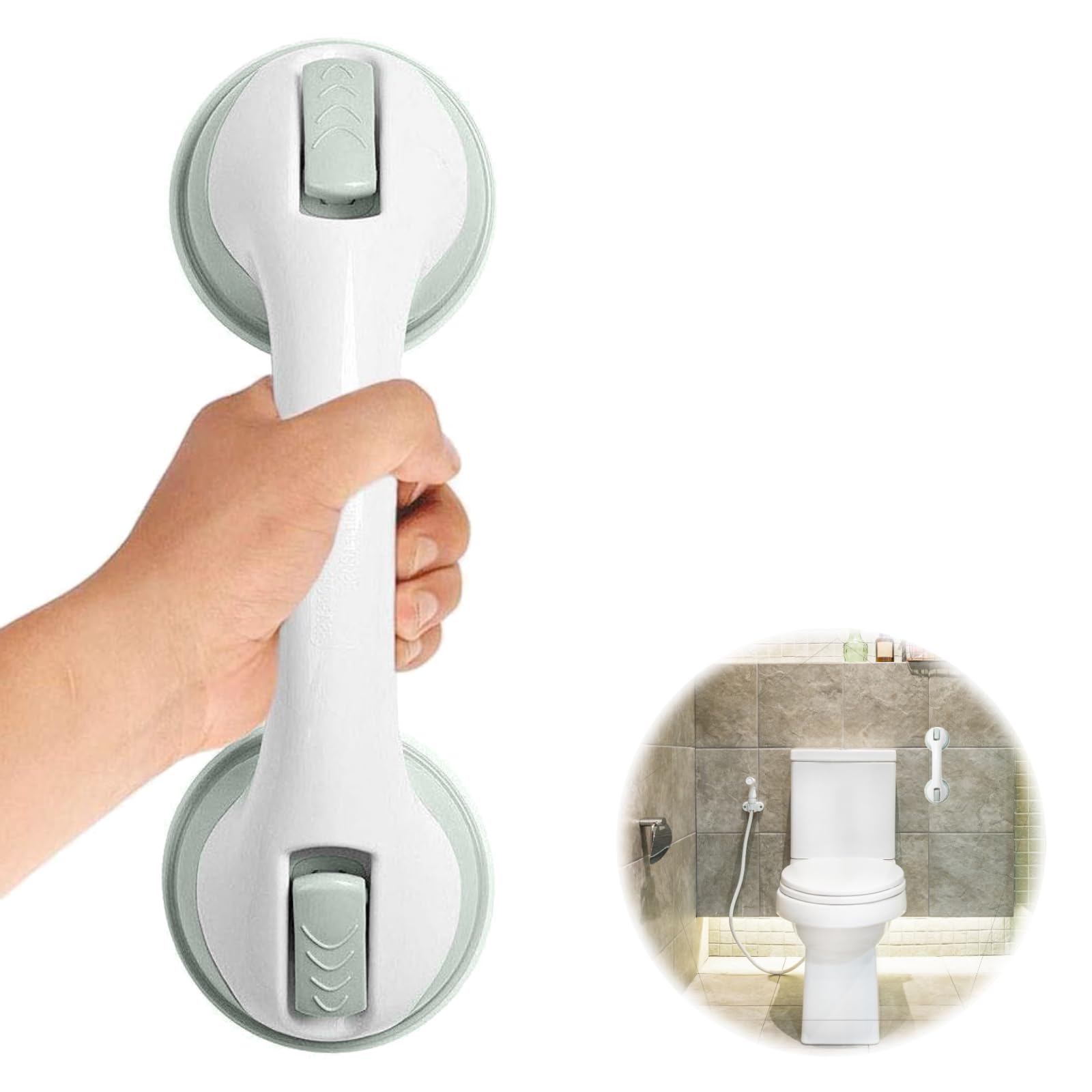 1Pcs Suction Bathroom Grab Rail - Mobility Accessory Bath Hand Aid Safety With Cup - Wall Mounted for Children, Elderly and Disability Aids