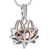 Imrsanl Cremation Jewelry for Ashes - Lotus Flower Ashes Pendant Necklace with Mini Keepsake Urn Memorial Ash Jewelry