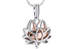 Imrsanl Cremation Jewelry for Ashes - Lotus Flower Ashes Pendant Necklace with Mini Keepsake Urn Memorial Ash Jewelry