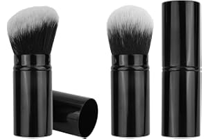 2pcs Retractable Kabuki Makeup Brush, Travel Face Blush Brush Face Powder Brush Foundation Brush for Buffing Liquid Blush Cre