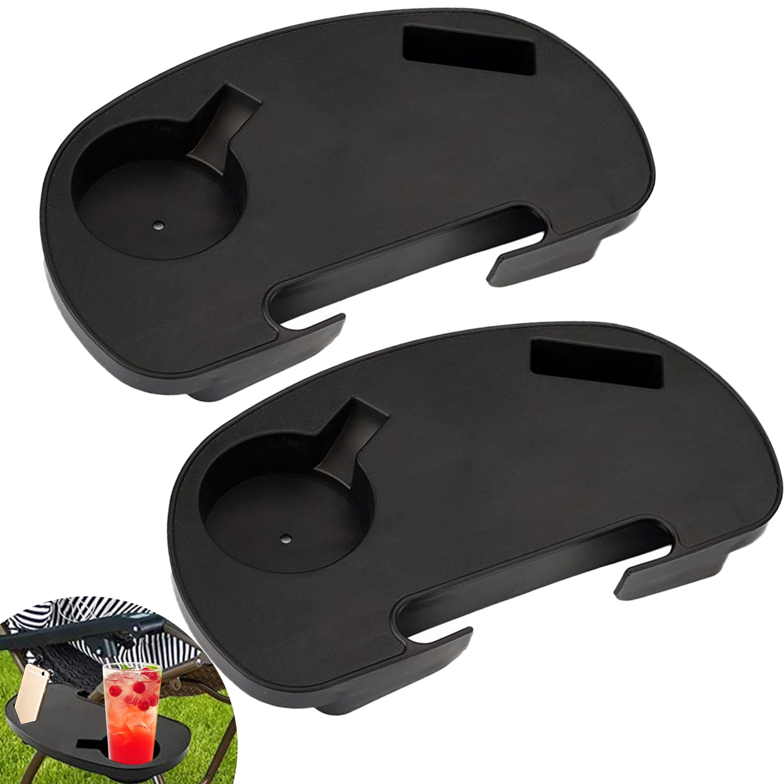 Ledeak Clip On Side Table Tray, Camping Chair Table with Mobile Device Slot and Cup Holder Snack Tray, Zero Gravity Chair Cup Holder