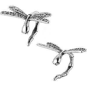 HZMAN Dragonfly Ear Cuff for Men Women, Stainless Steel Non-Piercing Ear Wrap, Vintage Gothic Insect Statement Earring, No Pi
