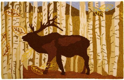 Homefires Accents Birch and Elk Indoor Rug, 22-Inch by 34-Inch