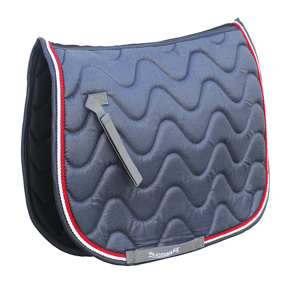 Rhinegold Wave Saddle Pad-Full-Denim/Red