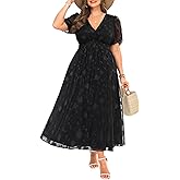 Women Plus Size Summer Dress - Easter Spring Floral Wedding Guest Maxi Long Dress
