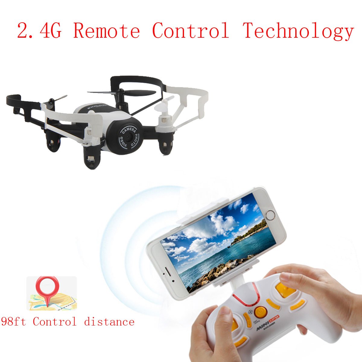 Fistone RC Helicopters WIFI Quad-rotor 2.4G 6-Axis Gyro FPV Drone Altitude Hold Portable Aircraft 3D Flip Wireless multirotors UFO Quadcopters for Beginners and Kids Electronic Hobby Toys (Black)