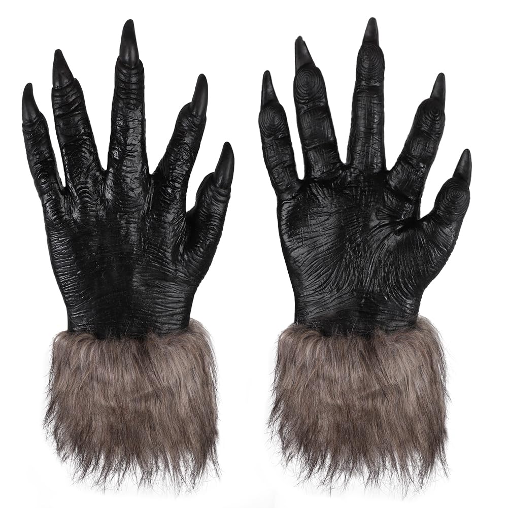 Adult Werewolf Gloves Claws Glove Animal Paw Gloves Halloween Horror Gloves Wolf Furry Gloves Fancy Dress Aaccessory Cosplay Gloves Halloween Monster Gloves Zombie Devil Gloves Hairy Hands Glove