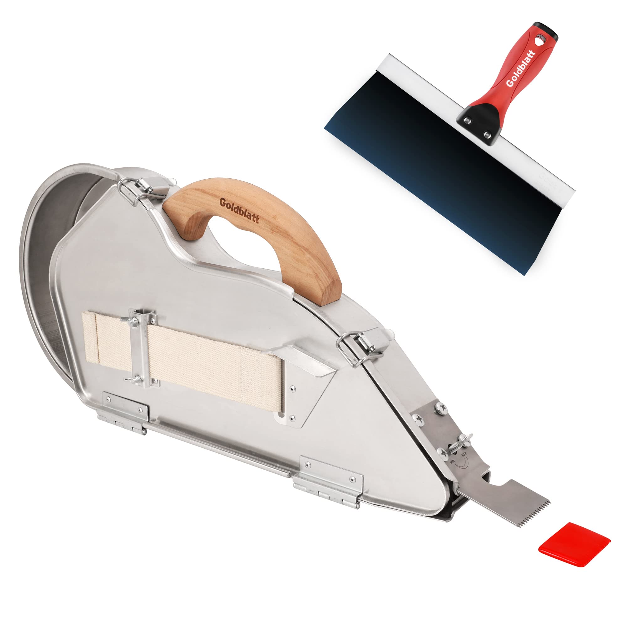 Goldblatt Banjo Tape Set Herramientas para encintar paneles de yeso con cuchillo para encintar de acero azul de 10, uso liviano y cómodo para acabado y parcheo