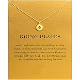 Caiyao Going Places Compass Necklace with Message Card Blessing Necklace Jewelry for Graduate Gifts