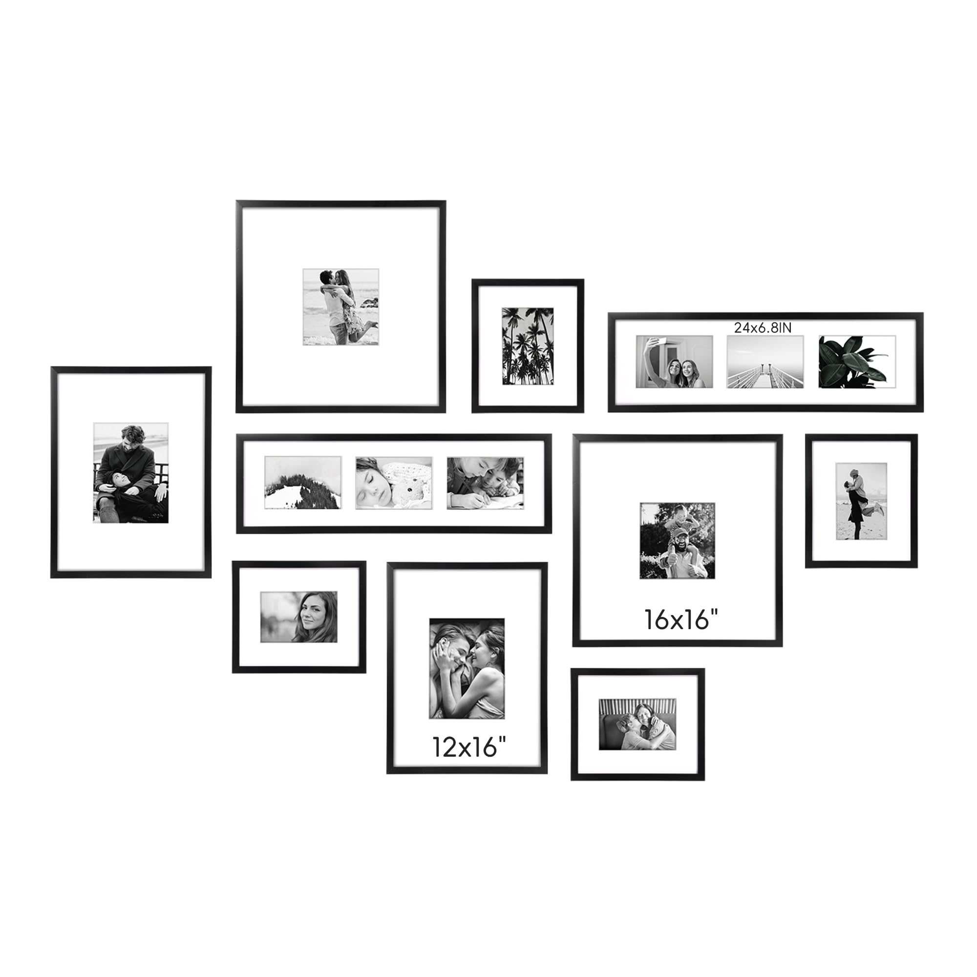 Photo 1 of ArtbyHannah Assorted Sizes Gallery Wall Frame Set, Black Picture Frame Collage for Living Room, Staircase & Home Decor (Large)