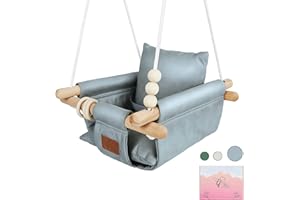 BY FOREV The Classy Leather Swing Seat for Baby’s Happiness & Growth - UV Resistant Leather for Indoor and Temporary Outdoor - Infant to Toddler - Seat with Velcro & Belt - Ceiling Hardware - Gift for Lover