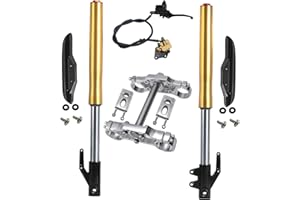 ICONSPORTSS 630mm (25") Front Forks Shock Suspension with Triple Tree Clamp & Brake Caliper – 45/48mm Upside Down Fork Kit for Dirt Pit Bike Mini Bike MX500 MX650 CRF50 XR50 Apollo SSR Taotao Coolster 50cc-125cc