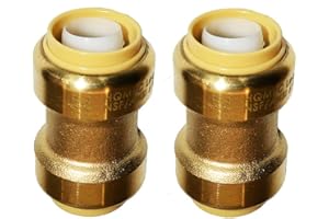 HQMPC Push Fit PEX Fittings Straight Coupling 1/2", Push-to-Connect Copper, CPVC, No Pb Brass Plumbing Fittings (2PCS 1/2 Inch(1/2"))