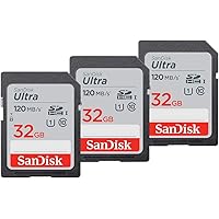 SanDisk 32GB 3-Pack Ultra SDHC UHS-I Memory Card (3x32GB) - SDSDUN4-032G-GN6IM