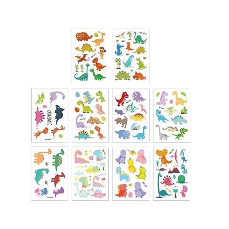 Toyvian Tatuajes de Dinosaurios, 10pcs