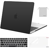 MOSISO Compatible with MacBook Pro 13 inch Case M2 M1 2026 2025 2024-2016 | A2338 A2251 A2289 A2159 A1989 A1708 A1706, Plastic Hard Shell&amp;Keyboard Cover&amp;Screen Film&amp;Storage Bag, Black