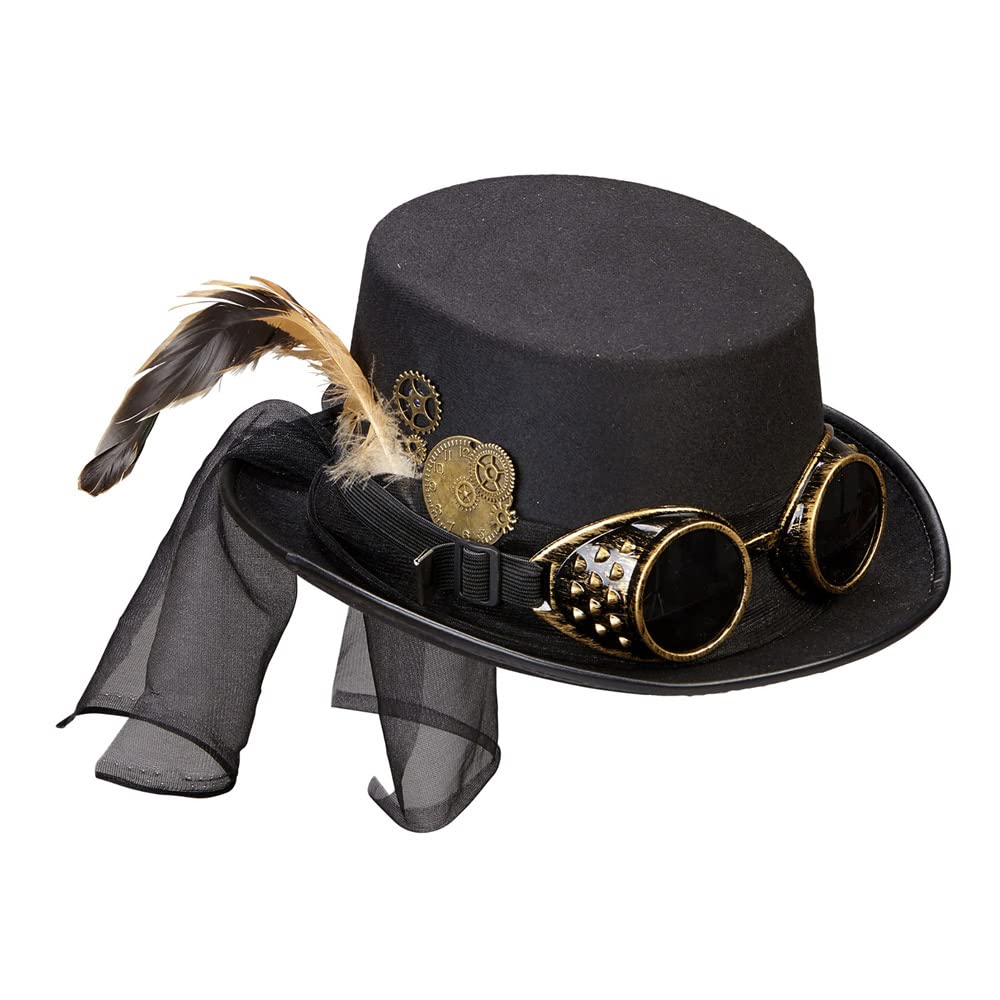 Widmann Steampunk Top Hat With Goggles & Clockwork Deco
