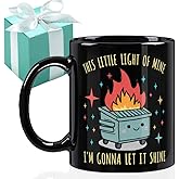 Gououoii Funny Dumpster Fire Mug - This Little Light Of Mine I'm Gonna Let It Shine - Inspirational Gift for Woman Man Coworkers Friend Boss Lady - Boss Day Gifts for Bosses