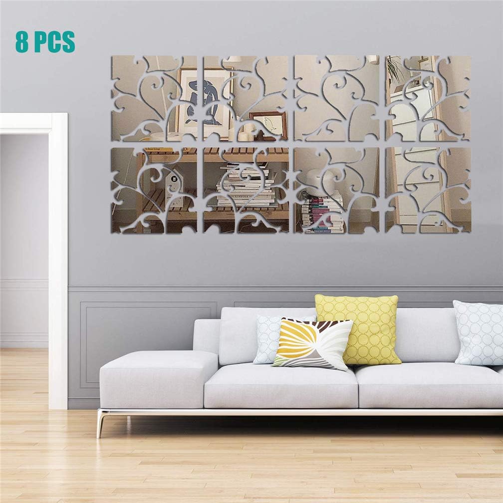 3D Mirror Wall Stickers, Acrylic Square Geometric Pattern DIY Art Decals - Image 3