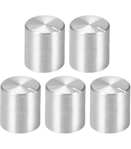 uxcell 2pcs Potentiometer Knob Knurled Shaft Silver Tone