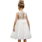 Abaowedding Lace Back Flower Girl Dress Kids Summer Wedding Birthday Hoilday Tea Party Dress
