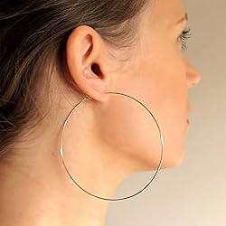OOOPEL 2mm Sterling Silver Big Hoop Earrings for