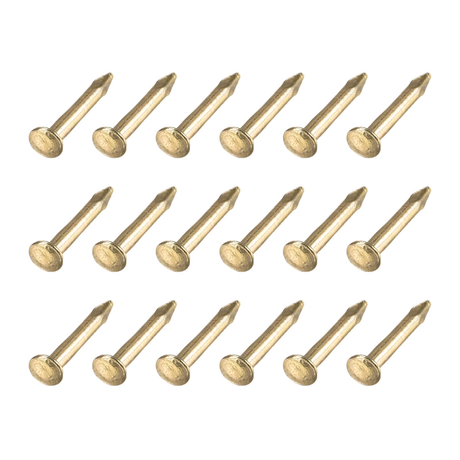 METALLIXITY Small Nails (1.2x8mm) 200pcs, Carbon Steel Tiny Hardware Nails - for Household Woodworking, Brass Tone