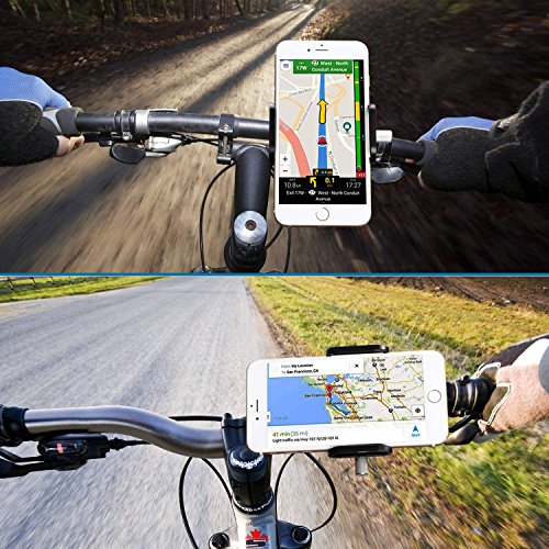 VOGEK Bike Phone Holder, Anti Shake and Stable Aluminum Bike Mount Cell Phone Holders for Bicycle Motorcycle Handlebar for iPhone X, iPhone 8/8 Plus, Samsung Galaxy S7/S7 Edge (Black)