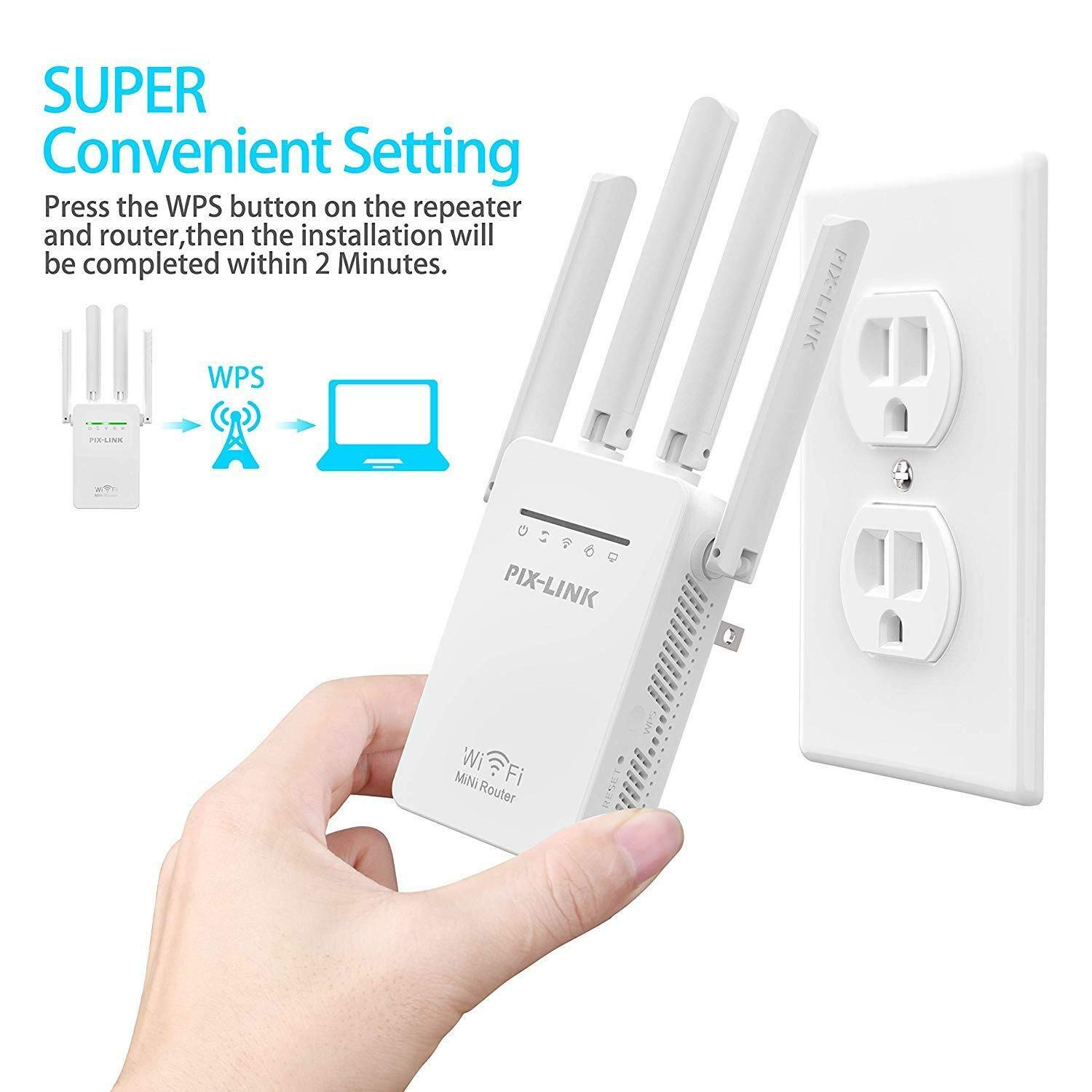 KeepTpeeK WiFi Repeater WiFi Range Extender 300Mbps 2.4GHz Signal Internet Extender Amplifier WiFi Booster with Four Antennas