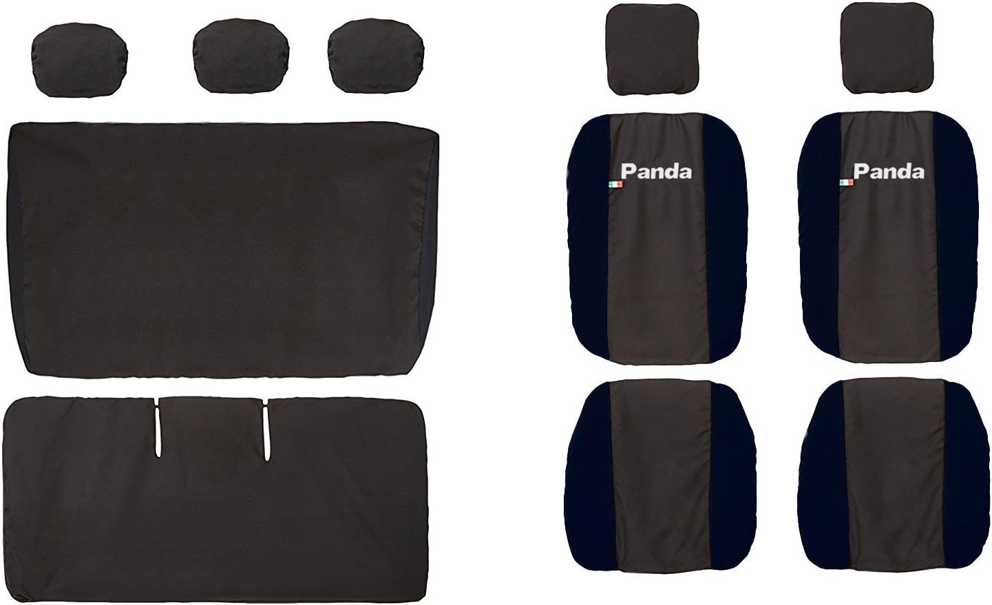 Lupex Shop Panda.m-bs Seat Covers, Two-Tone Black/Dark Blue