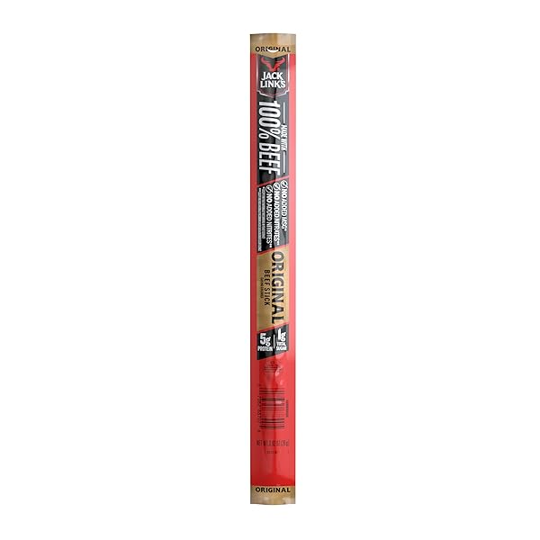 JACK LINK’S BEEF STICKS, ORIGINAL – PROTEIN SNACK, MEAT STICK WITH 5G OF PROTEIN, MEAT SNACK STICKS MADE WITH 100% BEEF, KETO FRIENDLY – 0.92 OZ. (1 COUNT)