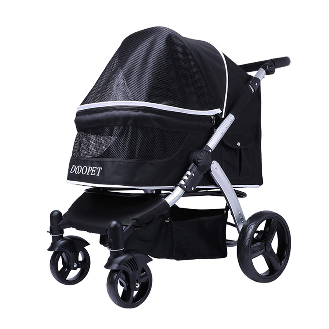 大型犬お勧め ブラック Nataly ブラック 多頭用 4輪大型ペットカート 折りたたみ 多機能 Osmann B07klw7rvw ペット用バギー ペット用ベビーカー カート 21人気の