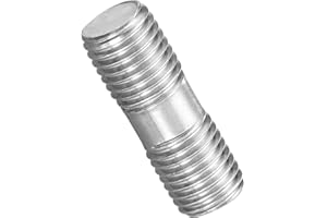 METALLIXITY Double End Threaded Stud Screw(M16 x 45mm) 2Pcs, Equal Thread Length Rods & Studs 304 Stainless Steel - for House Maintenance Craft Loom, Silver Tone