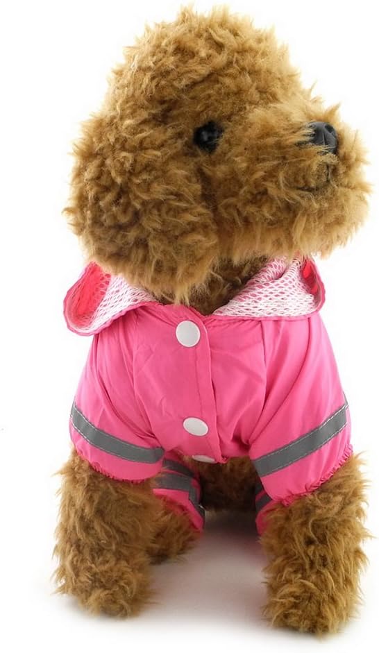 ZUNEA Small Dog Raincoat Hooded Waterproof Mesh Lined Puppy Slicker Rainwear Doggie Pet Rain Gear/Suit Jacket Jumpsuit Clothing Pink 2XL - Image 4