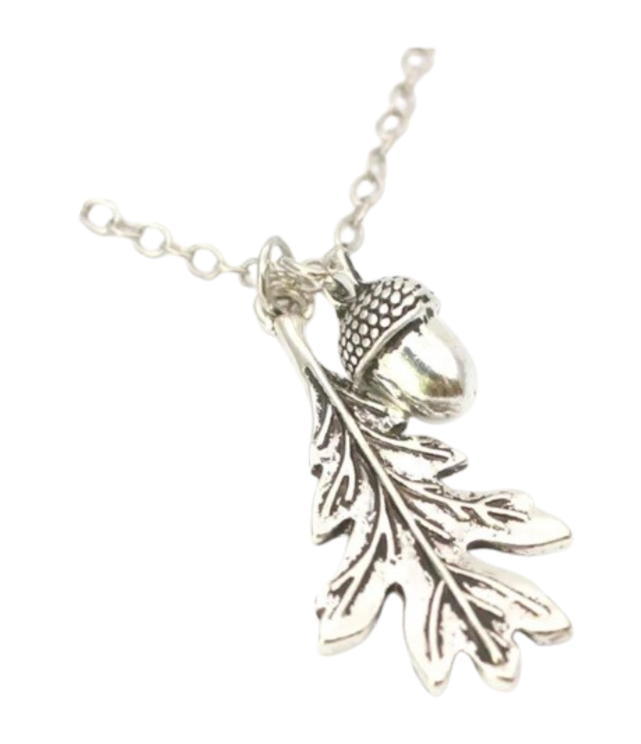 CrownOfRibbons Silver Acorn Charm Necklace Pendant, Womens Jewellery in a Gift Bag