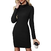YIQ8 Women's Sweater Dress Ribbed Knit Dress Turtleneck Long Sleeve Pullover Sweaters Sexy Spring Bodycon Dresses