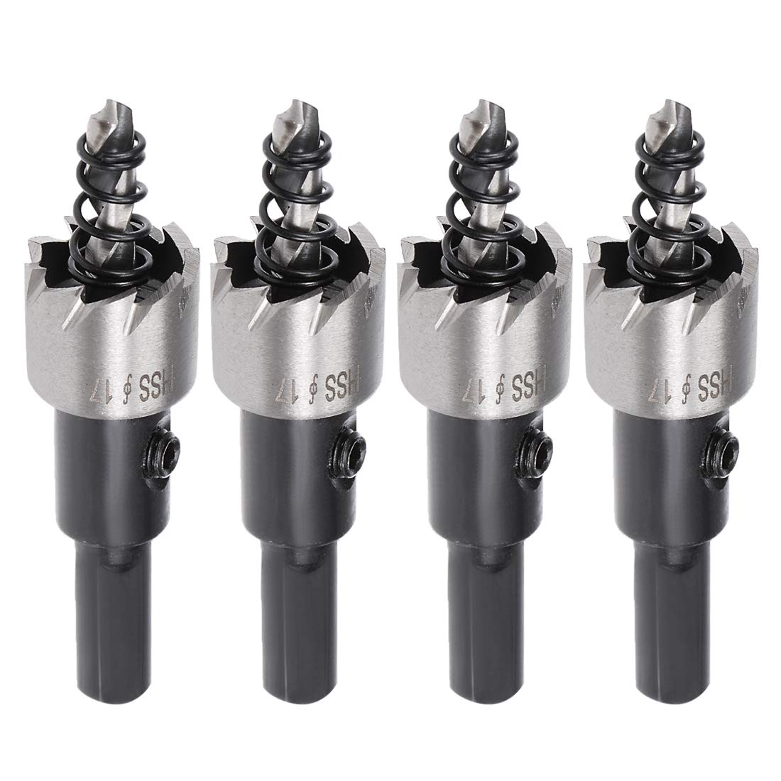 sourcingmap 4 Pcs 17mm High Speed Steel HSS Drill Bit Hole Saw Cutter for Metal Alloy Wood