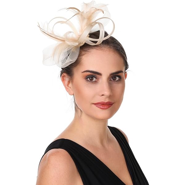Women Sinamay Fascinators Derby Church Tea Party Wedding Flower 6424 Wide Brim Sinamay Derby Hat: Feather Flower Wedding Tea  main image 2
