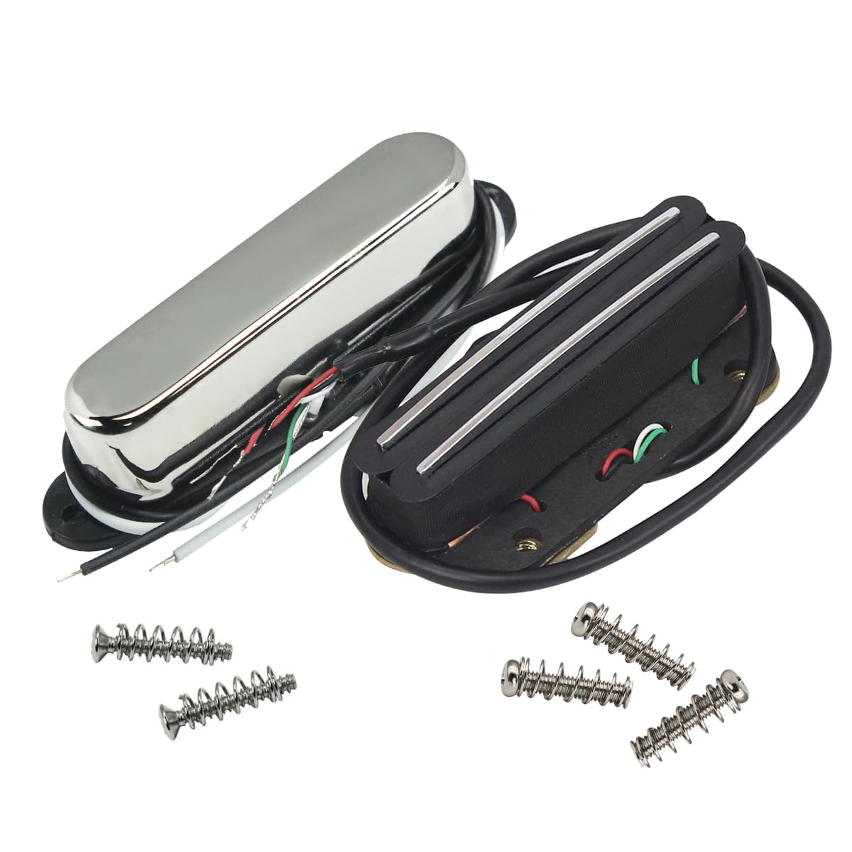 FLEOR Alnico 5 TL Pickup Hot Rail Humbucker Bridge Pickup 12.5~13k & Single Coil Neck Pickup Chrome 7~8K Fit TL Guitar Part